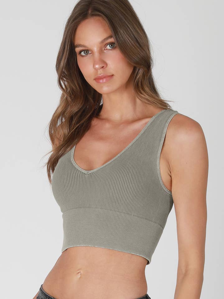 NIKIBIKI - Wholesale Knit Top - Women's - NS8192 - Vintage Plunge V-Neck Seamless Crop Top10