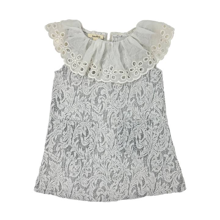 Girls A-LIne white and gray lace Dress for wholesale by Koochické