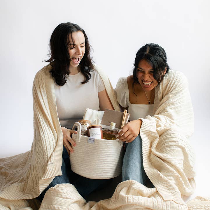 Our Green House - Wholesale Throw Blanket - Organic Cream Throw Blanket - Cable Knit2