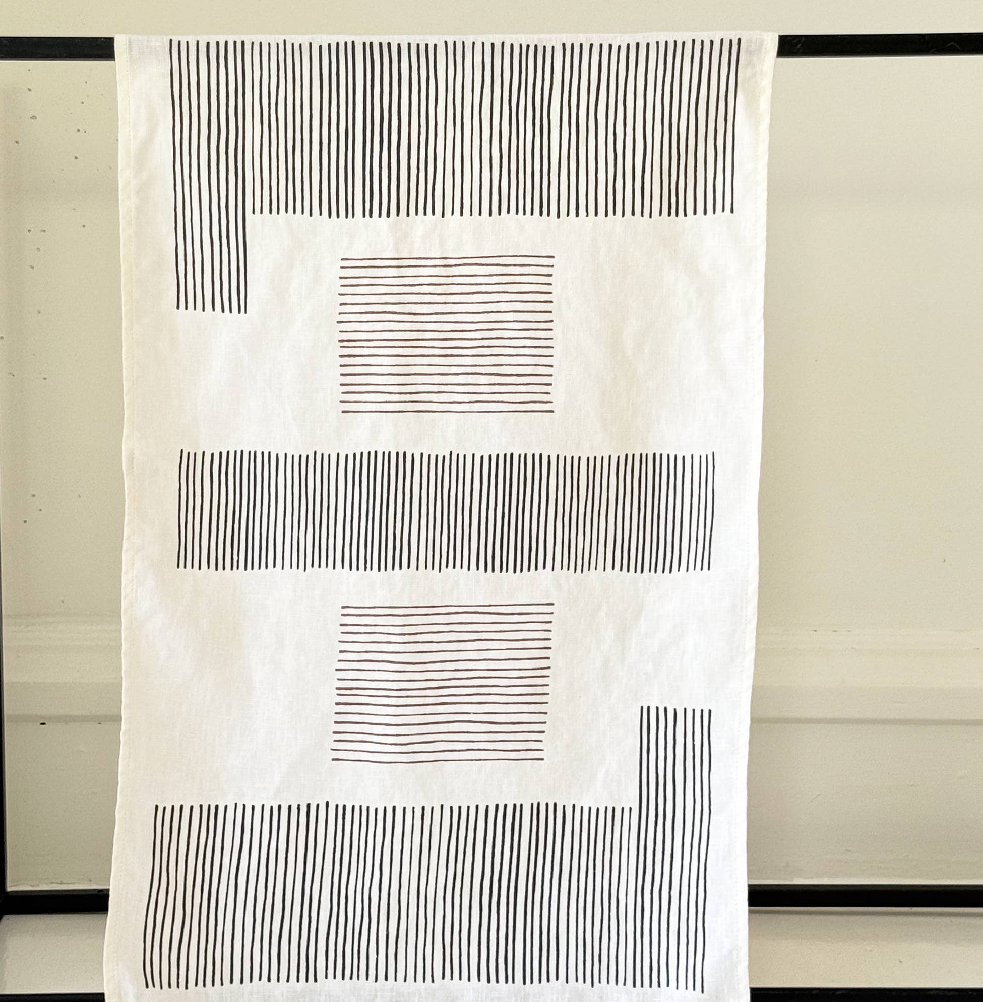 Tea Towel/Charcoal w/ Copper Duo Print on Ivory Linen for wholesale on Faire