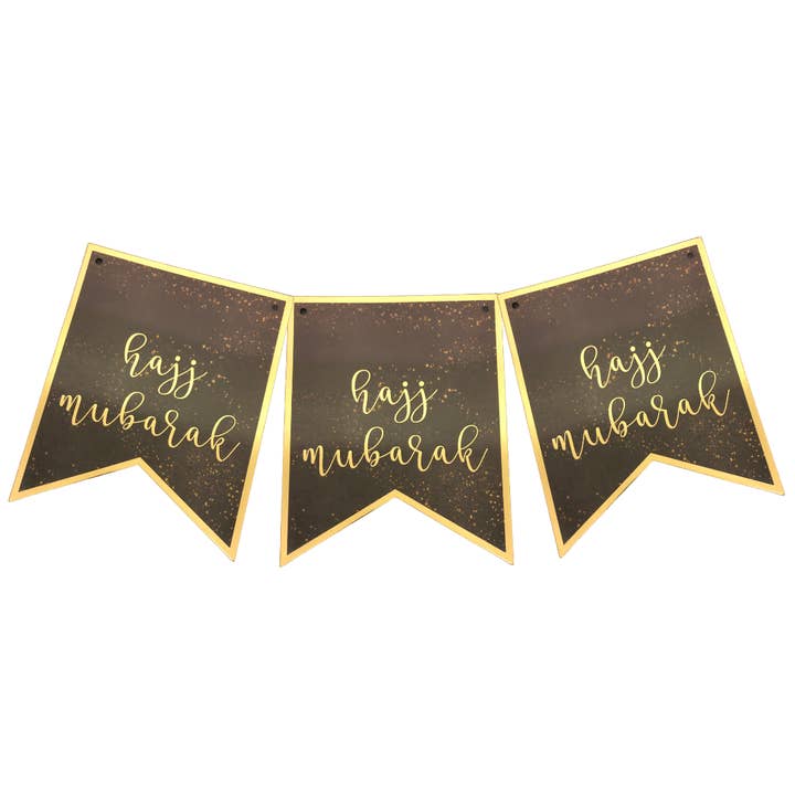 Peacock Supplies - Wholesale Banner - Hajj Mubarak Banner - Black & Gold