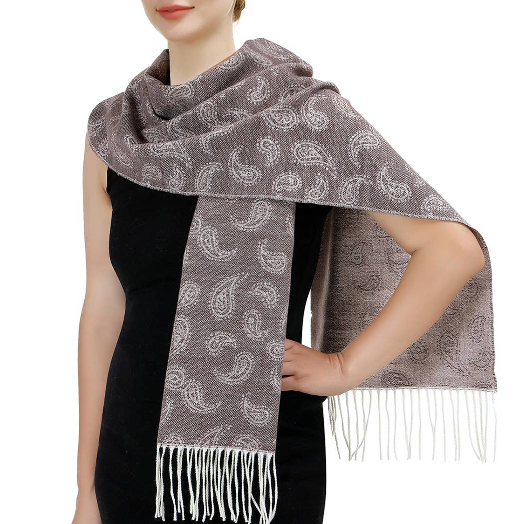 Fashion City - Wholesale Scarf – Women's - Cashmere Feel Soft Scarf with Paisley Design0