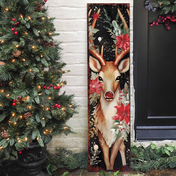 Enseigne de porche de Noël vintage Rudolph | Décoration extérieure de renne de vacances pour la vente par TX USA Corporation