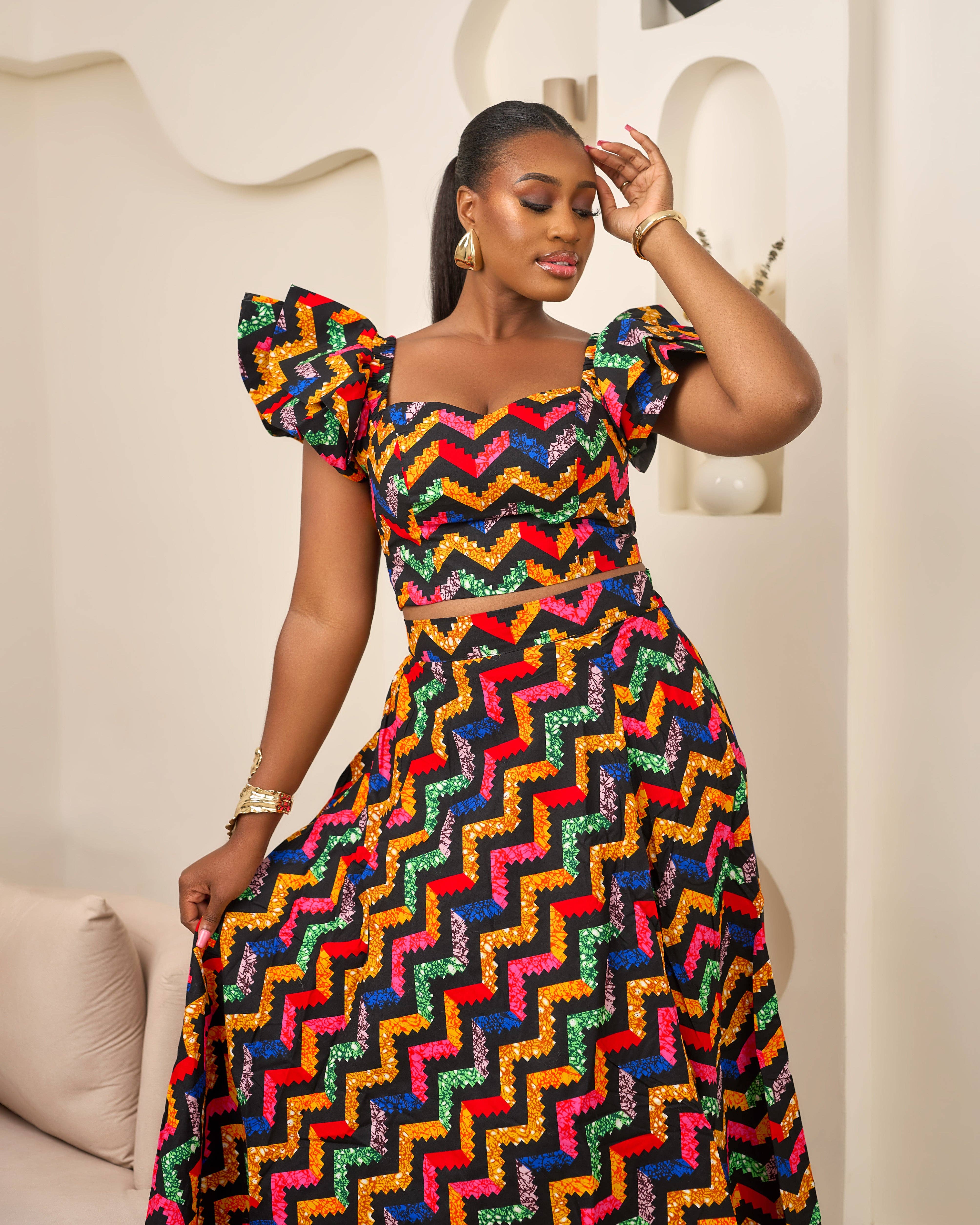 CUMO London - Wholesale Blouse - Women's - African Print Off Shoulder Crop Top/Blouse - ENNI0