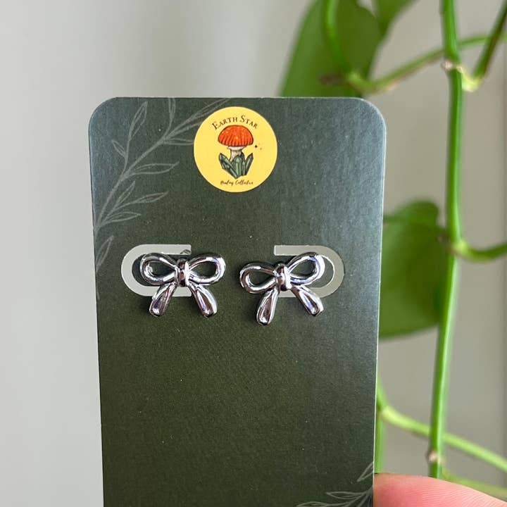 Bow Stud Earrings - Steel - Romantic for wholesale by Earth Star Healing Collective