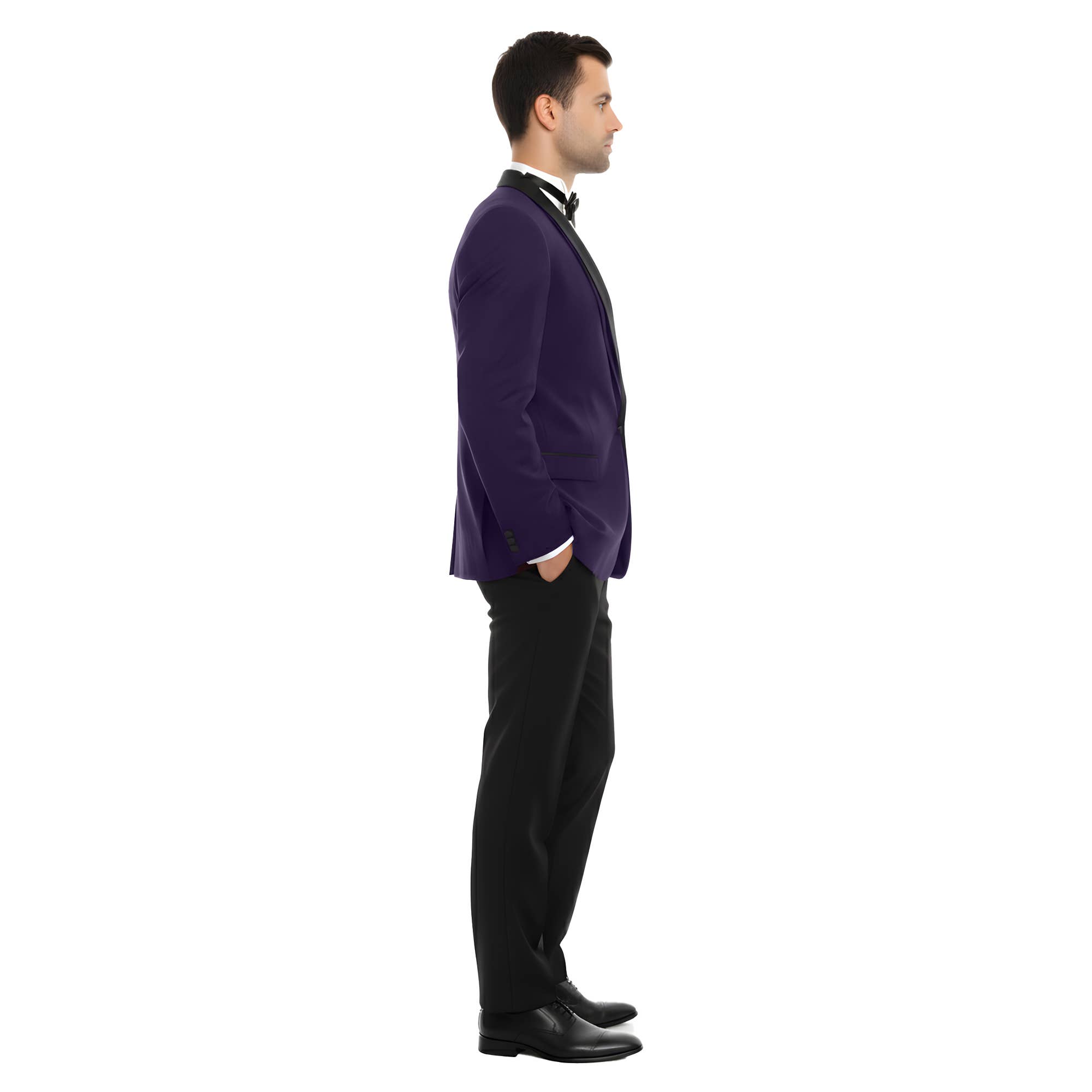 Bryan Michaels 3pc Slim Shawl Collar Vested Tuxedo, Purple for wholesale on Faire2