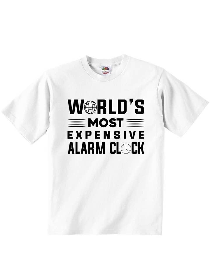 Little Ratbag – Großhandel T-Shirt mit Siebdruck – Baby – Der teuerste Wecker der Welt - Baby-T-Shirts