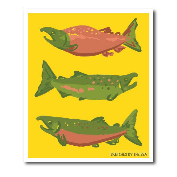 Salmon Swedish Dish Cloth for wholesale by Sketches By The Sea