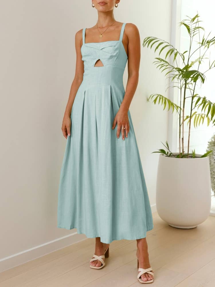 YNIQUE - Vendita all'ingrosso Vestito - Donna - Abito lungo estivo a balze fluido da donna senza maniche17