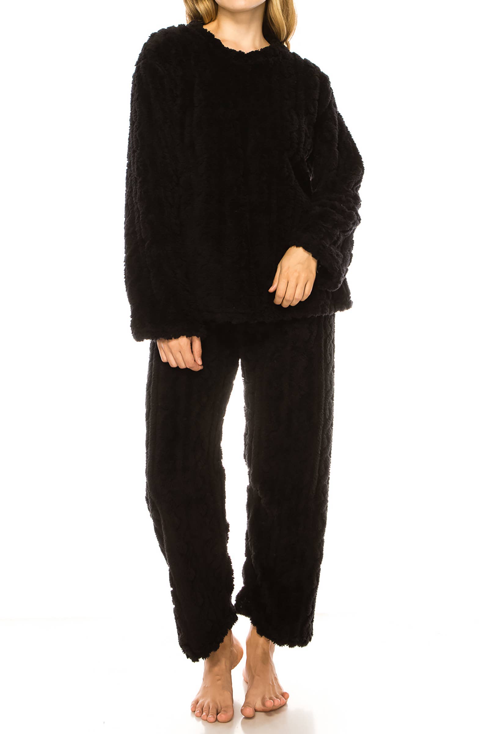 Cap Zone - Wholesale Loungeset - Dames - Kabel Fuzzy Sherpa Fleece Pyjama Sets1