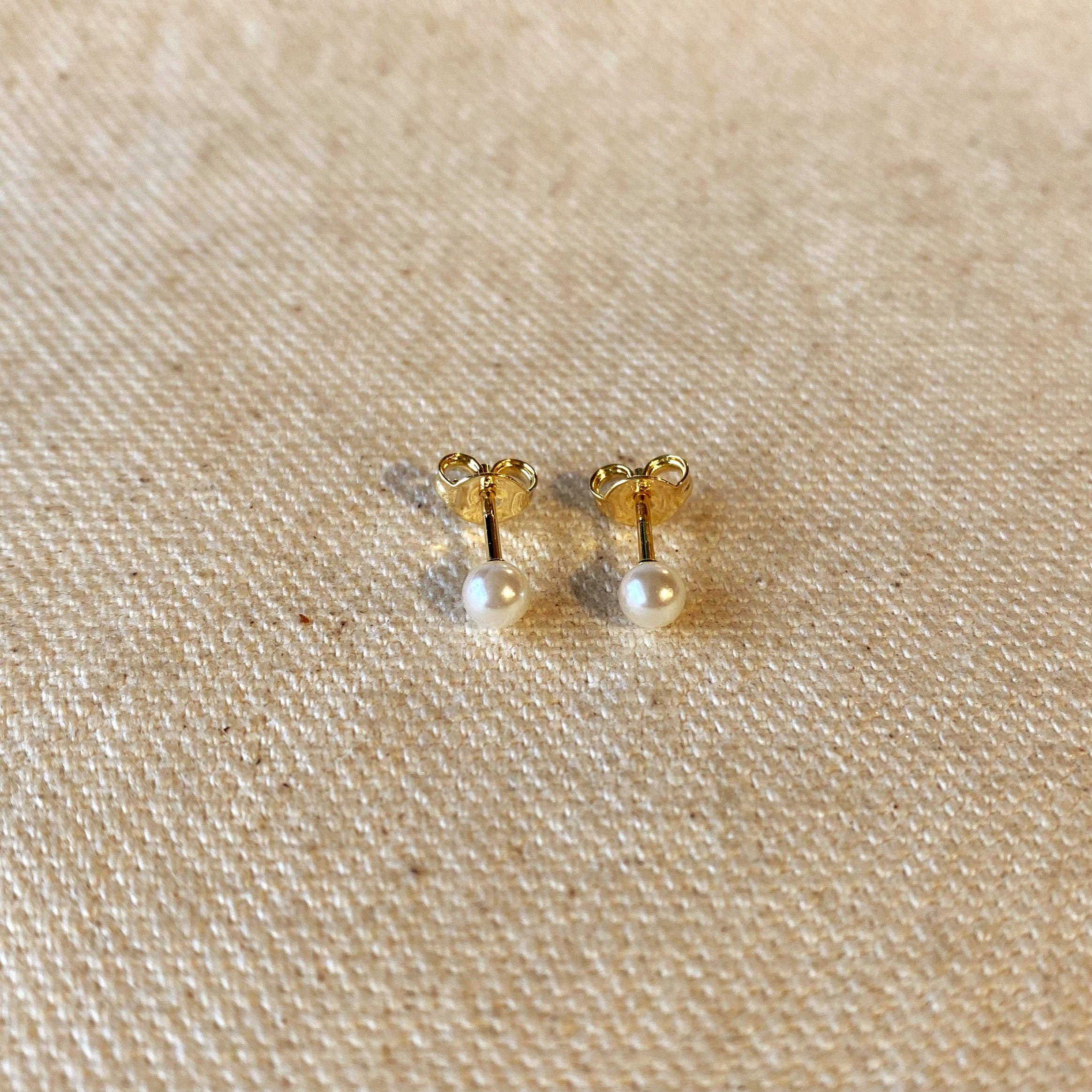 GoldFi - Wholesale Stud/Post Earrings - 18k Gold Filled 4mm Classic Pearl Stud2