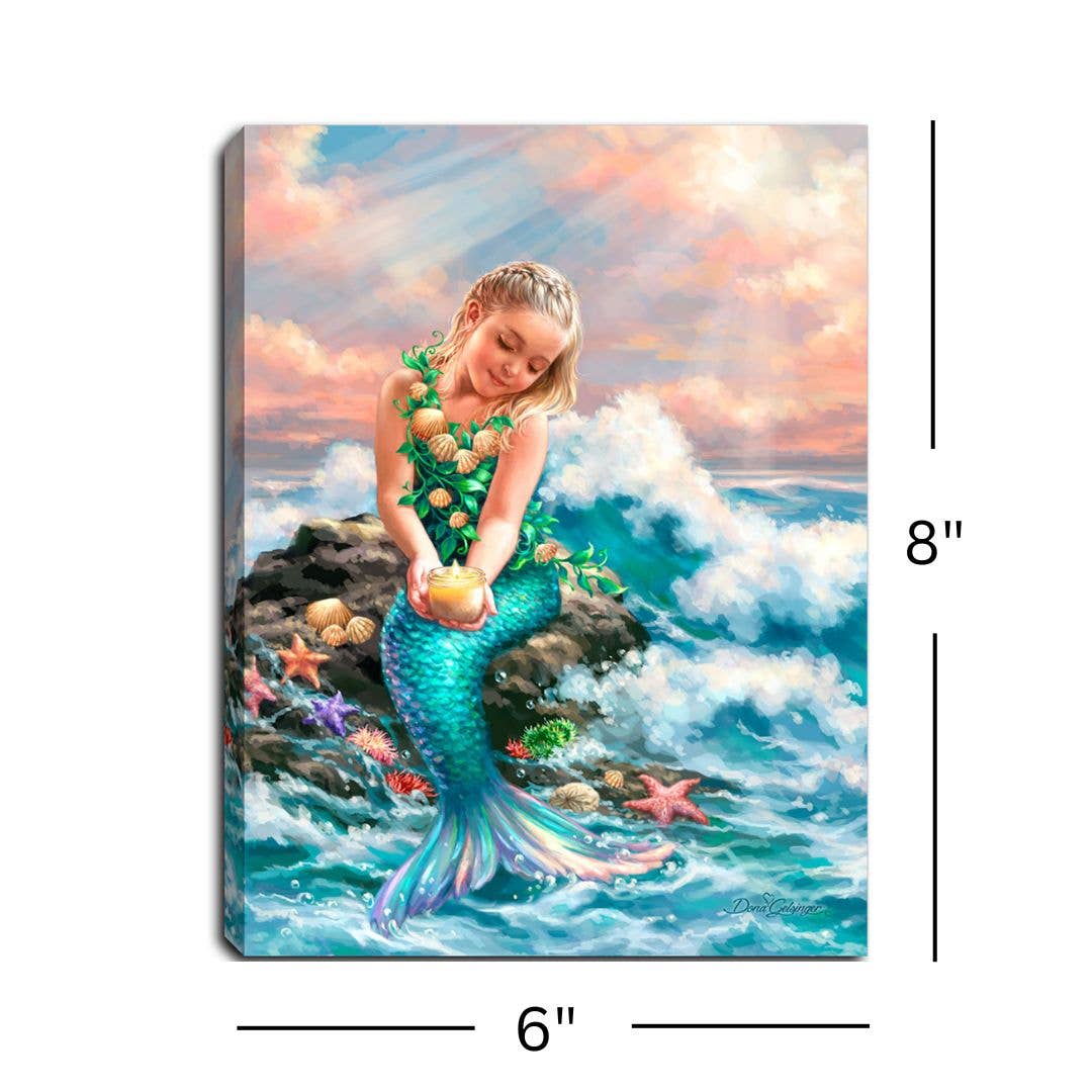 Glow Decor - Wholesale Decorative Tabletop Object - Mermaid Princess 8x6 Lighted Tabletop Canvas3