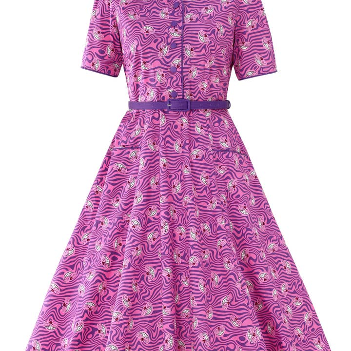 Vestido Camisero Gato de Cheshire Rosa Penelope II para venta al por mayor de Dolly & Dotty