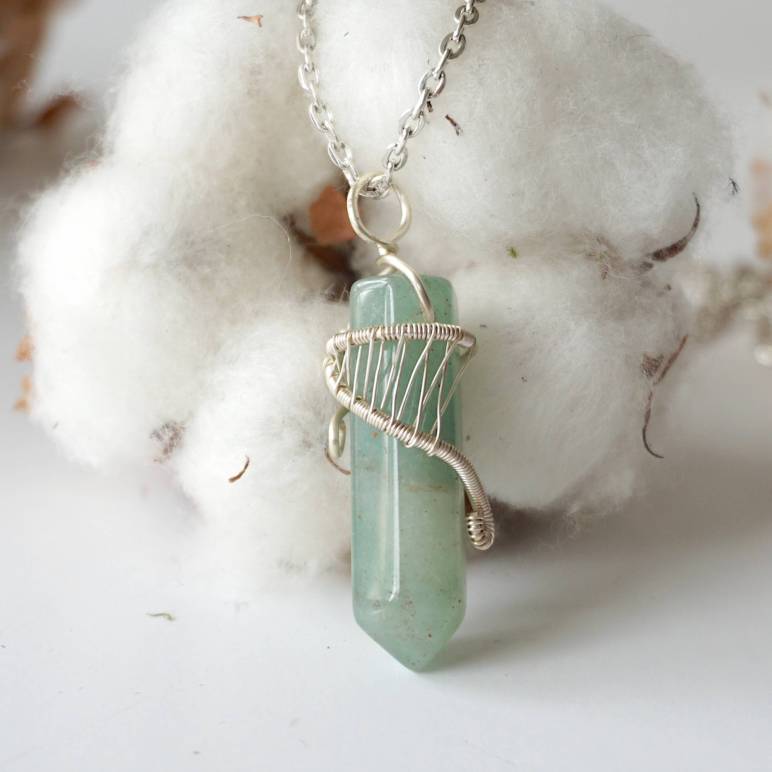 Raw Stone Elegance - Wholesale Pendant/Charm Necklace - Raw Green Aventurine Crystal Point Necklace For Men & Women0