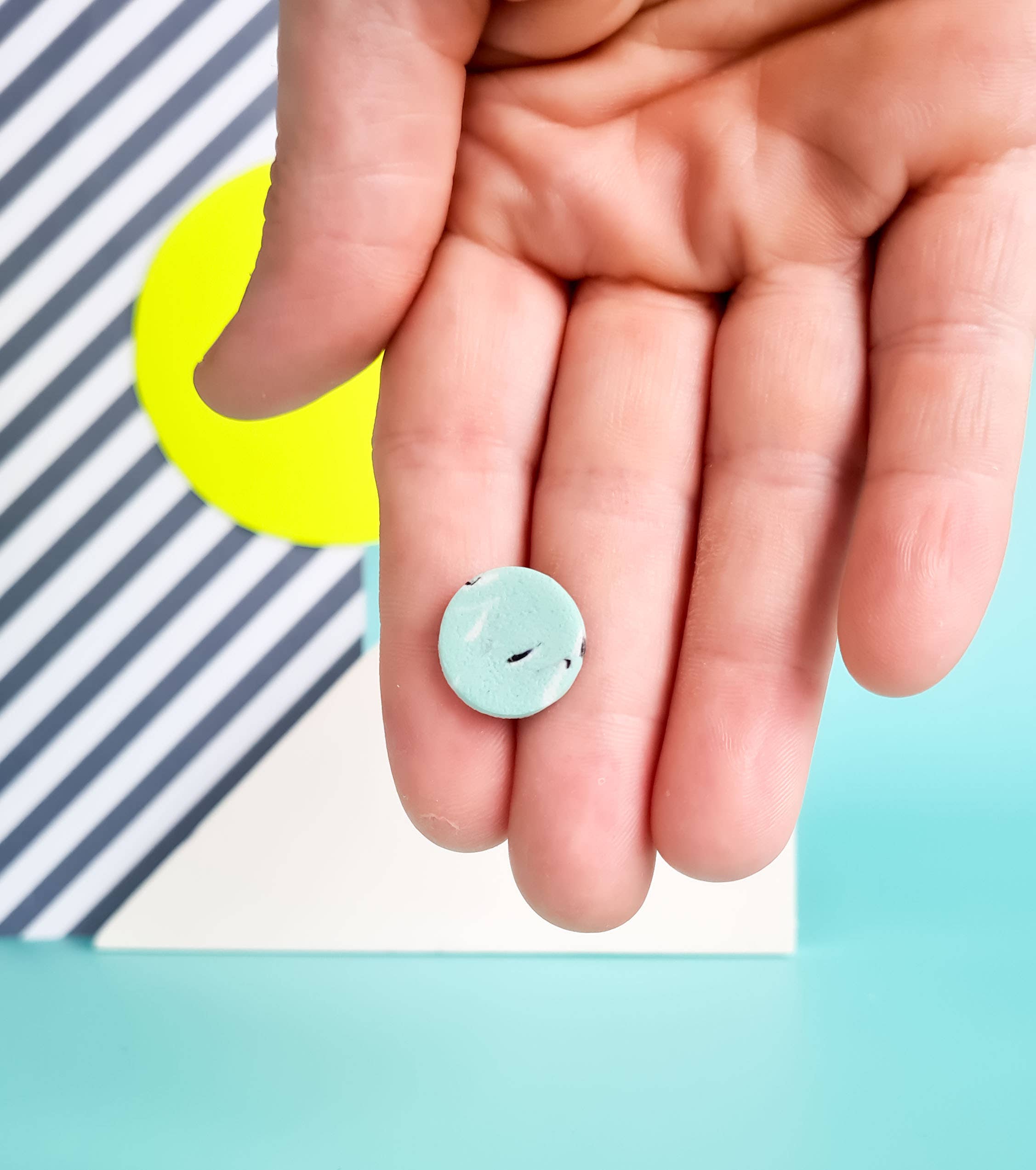 Mono - Wholesale Dangle Earrings - neon yellow and mint handmade polymer clay earrings23