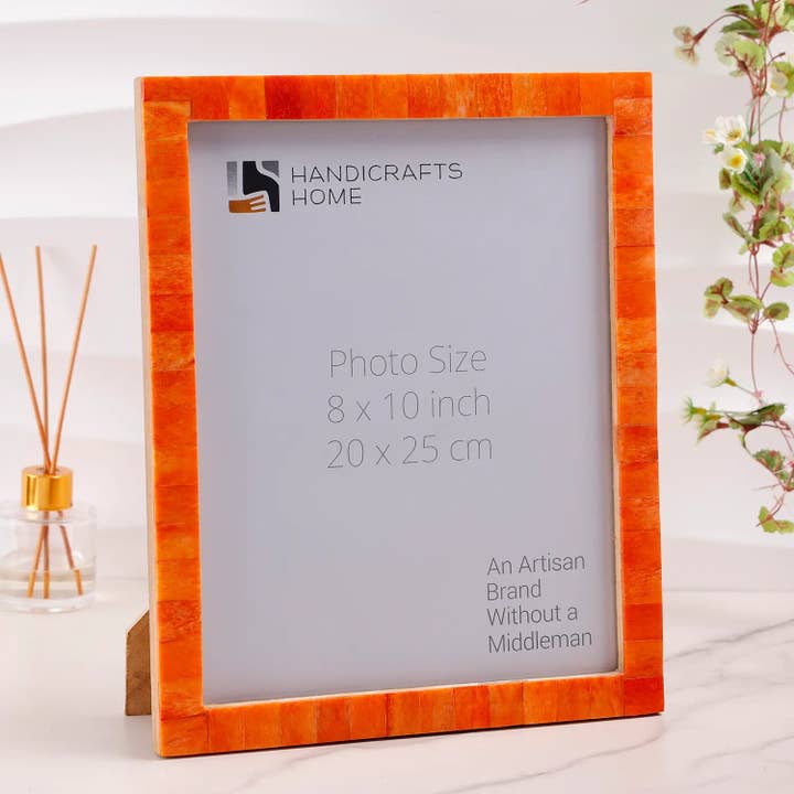 Picture Frames Classic Orange Bone Inlay Collection, 3 Sizes for wholesale by Muqeem & Brothers