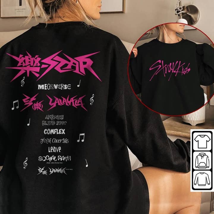 TheKingShirt - Wholesale Graphic Sweatshirt - Women's - Stray Kids Kpop Double-Sided Rock-Star SweatShirt - Vintage0
