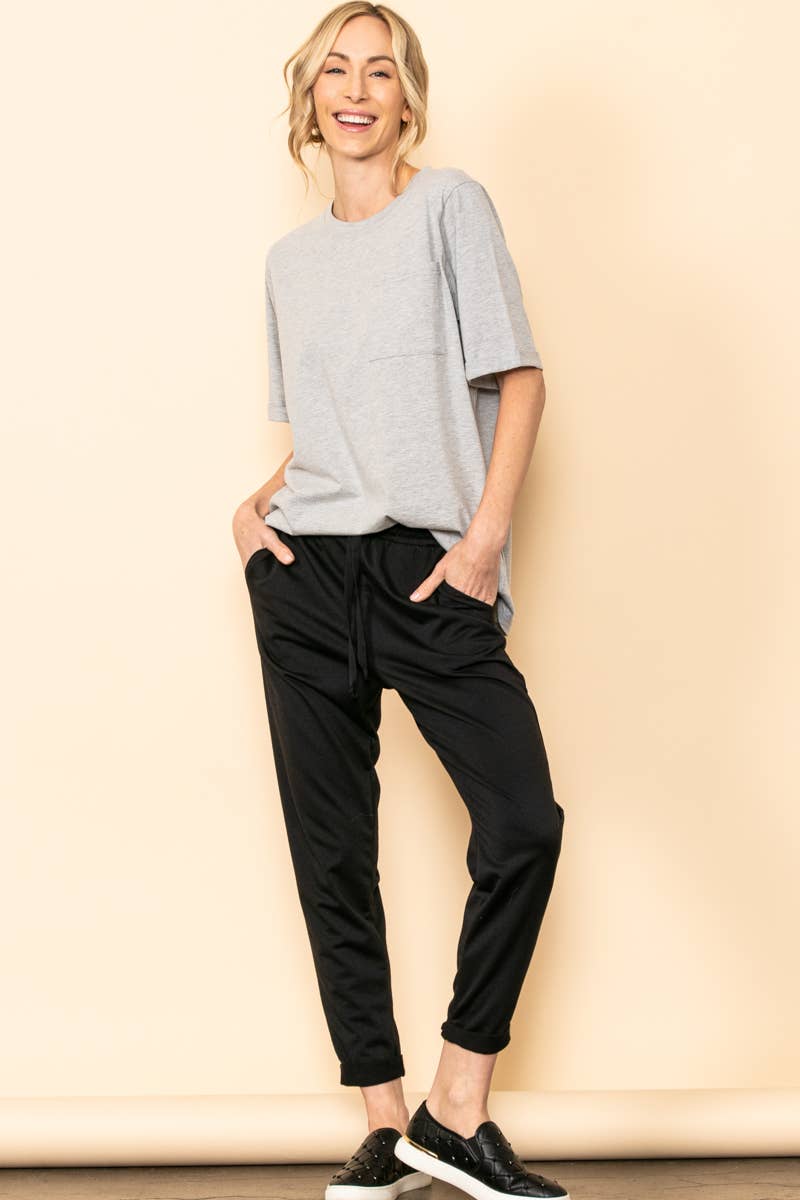 Elloh Collection – wholesale T-shirt – women's – Round Neck Boyfriend Fit Cotton T-Shirt with Front Pocket14