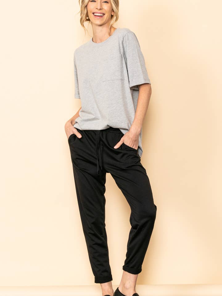 Elloh Collection – wholesale T-shirt – women's – Round Neck Boyfriend Fit Cotton T-Shirt with Front Pocket14