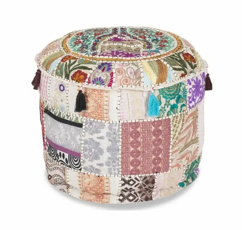 GYPSY STUDIO - Wholesale Pouf - Indian Patchwork Vintage Ottoman Round Pouf Cover Cotton0