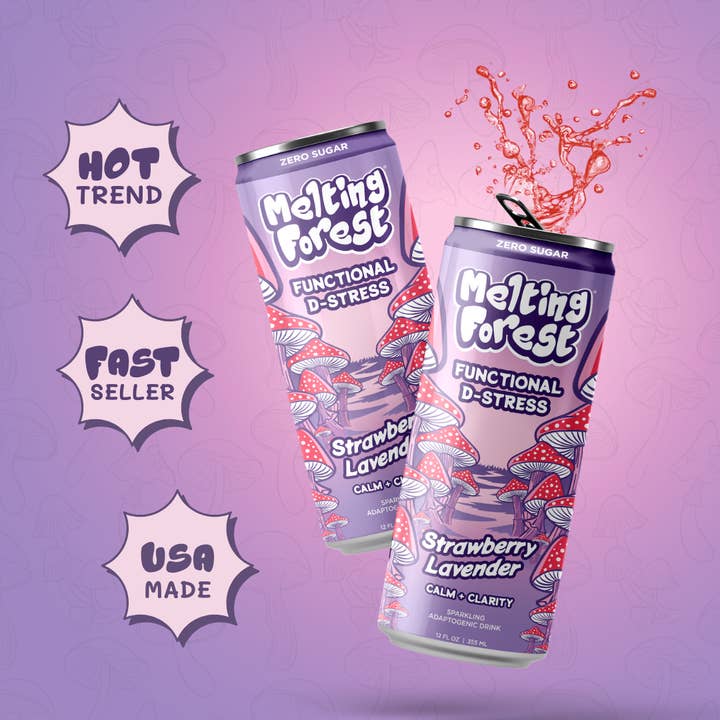Mushroom Drink | Stress Relief | Strawberry Lavender for wholesale by Melting Forest