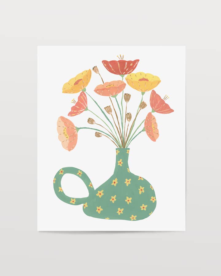 Islay's Terrace - Wholesale Art Print - Folk Poppies 8x10 Art Print0