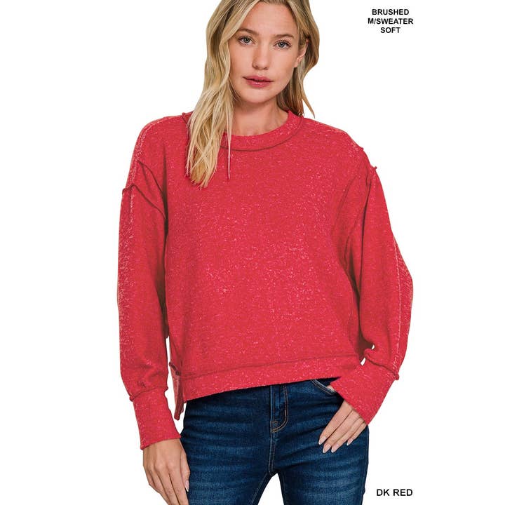 Apolline - Wholesale Sweatshirt - Women's - Brushed melange hacci oversized sweater5