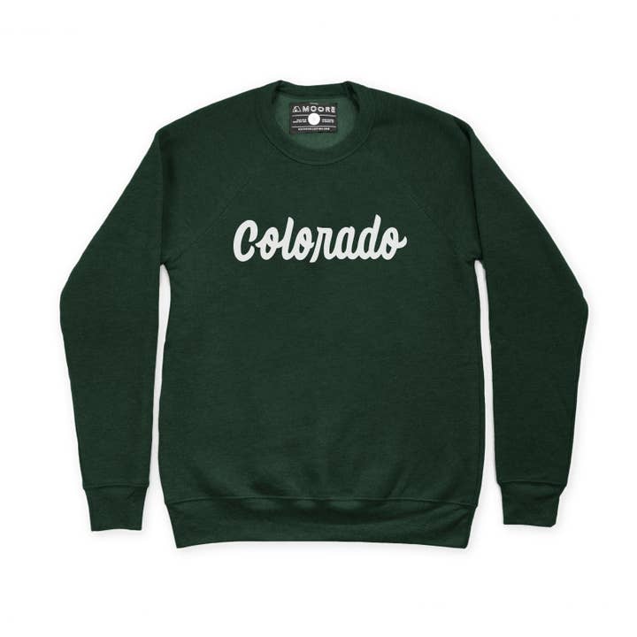 Colorado Script Crewneck Sweatshirt-Forest for wholesale by Moore Collection