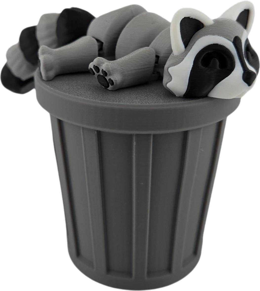 The Geek Galleria – wholesale Dekorativ statyett – 3D-utskriven ledad tvättbjörnsfigur | Realistiska svarta, grå och vita färger | Bedårande skrivbordsdekoration och samlartillbehör | Fidget9