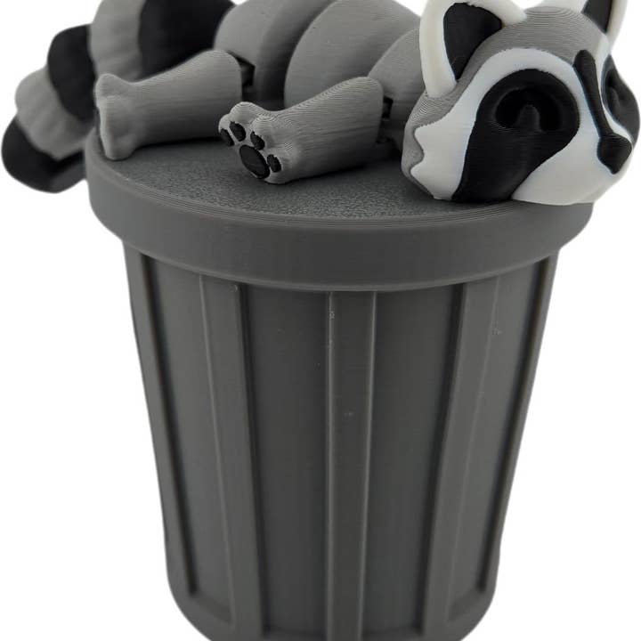 The Geek Galleria – wholesale Dekorativ statyett – 3D-utskriven ledad tvättbjörnsfigur | Realistiska svarta, grå och vita färger | Bedårande skrivbordsdekoration och samlartillbehör | Fidget9