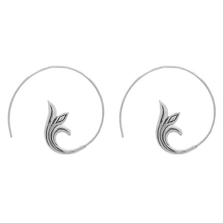 Sterling Silver Flower Spiral Hoop for wholesale by SITA