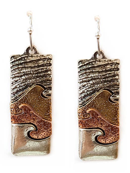 ( C182 ) SEALIFE THEME WAVE BAR DROP EARRING for wholesale by Jewelry Max