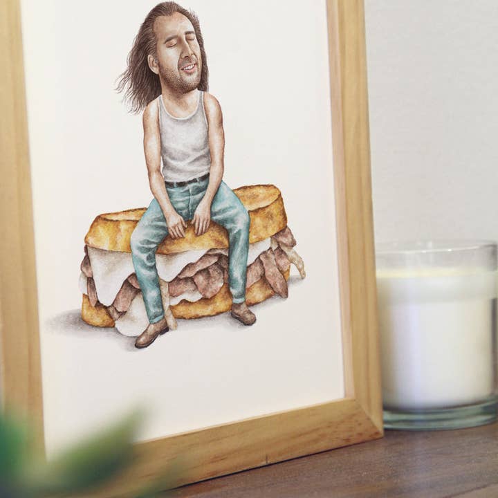 Celebs on Sandwiches - Wholesale Art Print - Nic Cage - Con Air - Watercolor Print3