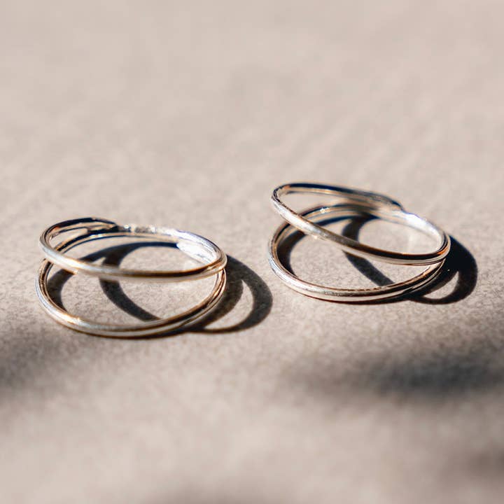 Breezi Mae - Wholesale Band/Stacked Ring - Double Sterling Silver Stacker Band Ring