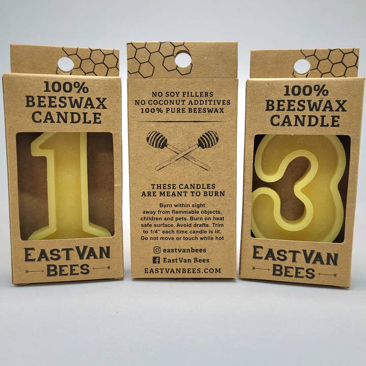 Eastvan bees - Wholesale Cake candle - Number Beeswax Birthday Candles | Cake Topper | Eco Friendly