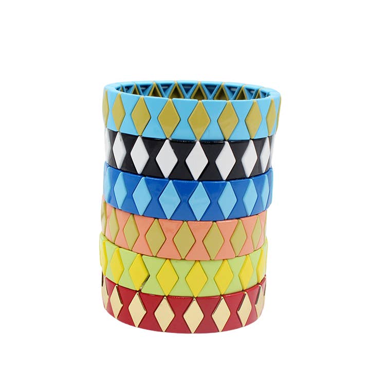 Geometrische Diamantperlen DIY Kette Legierung Emaille S5P260 für den Großhandel von alberalkirk