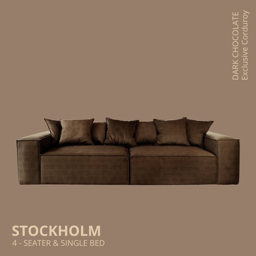 Stockholm 4-seater sofa/single bed Exclusive Corduroy Dark Chocolate removable & washable cover for wholesale on Faire0