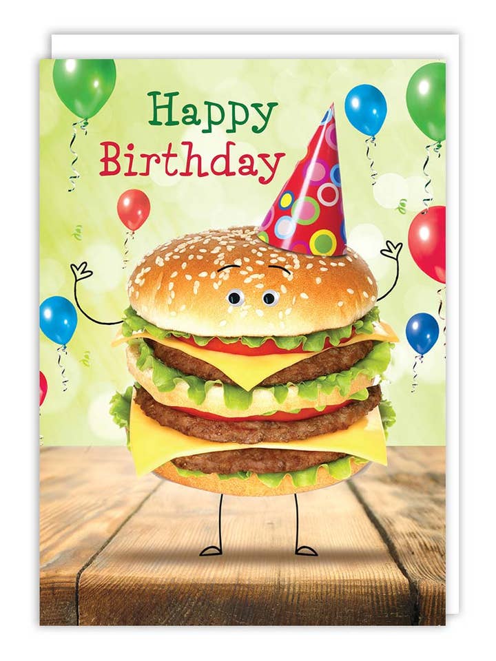 Hamburger Birthday Card for wholesale by Notes & Queries, Inc.