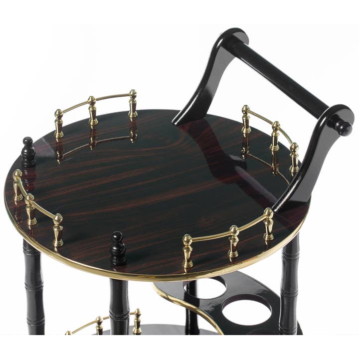 Quickway Imports - Venta al por mayor Carritos de bar - Carrito de servicio redondo de madera con dos estantes2