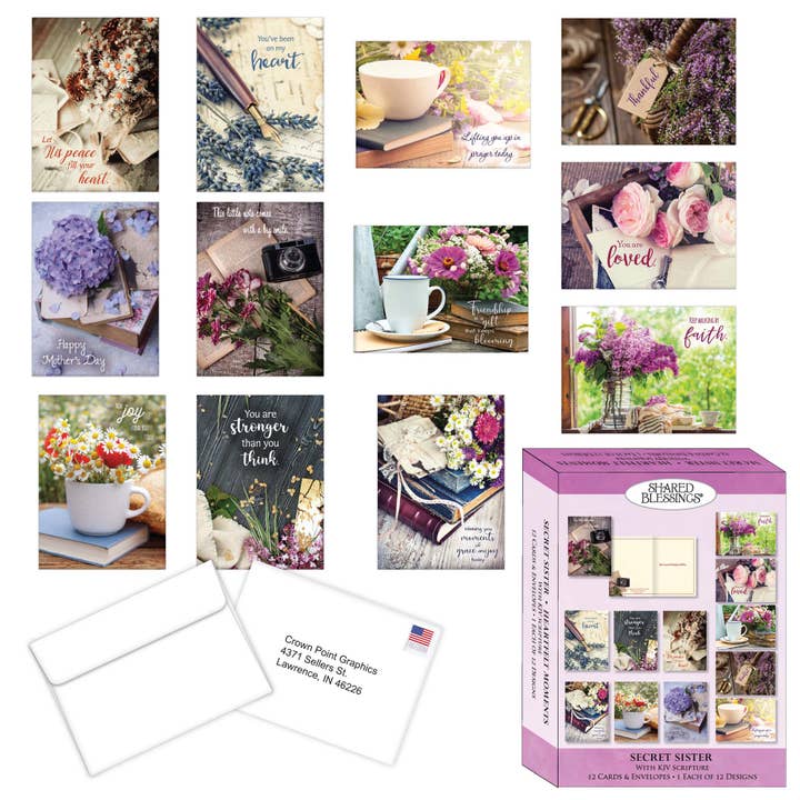 Religious Secret Sister Cards by Shared Blessings, Secret Sister, 12 Cards and Envelopes for wholesale by Crown Point Graphics