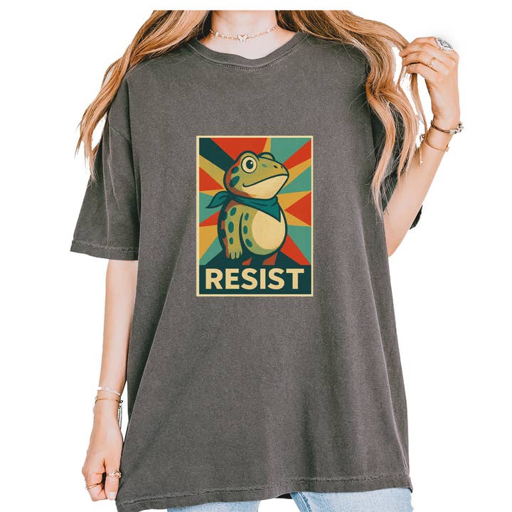 Resist Portland Protest Frog Vintage Soft Unisex T-shirt for wholesale by Expression Tees