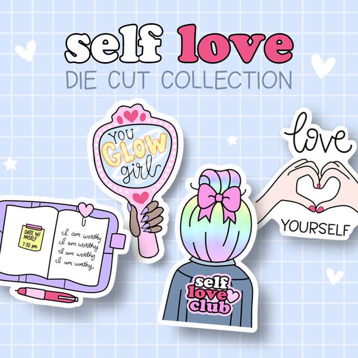 Selvkærlighed Klistermærke DIE CUT Kollektion for engroshandel hos Shine Sticker Studio