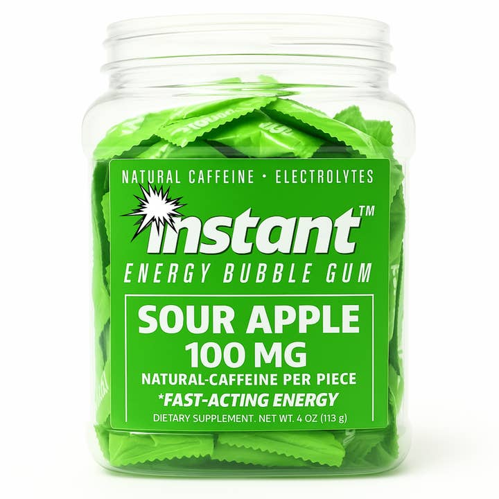 60 COUNT RETAIL JAR - SOUR APPLE for wholesale by Instant Energy Gum