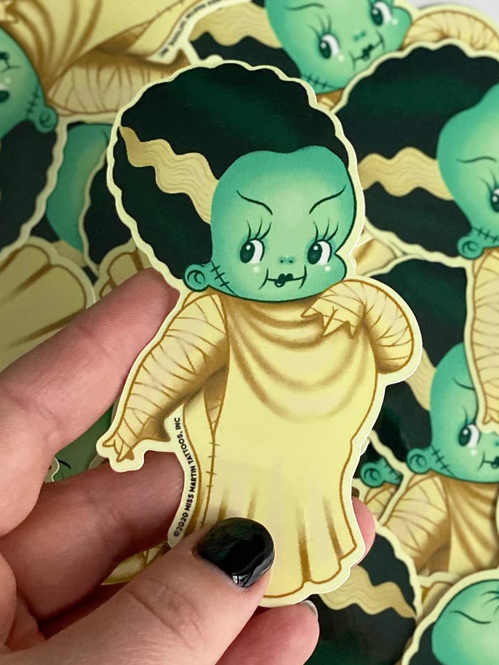 Ellie the Monster Kewpie Glow-in-the-Dark Sticker for wholesale by Stacey Martin Tattoos