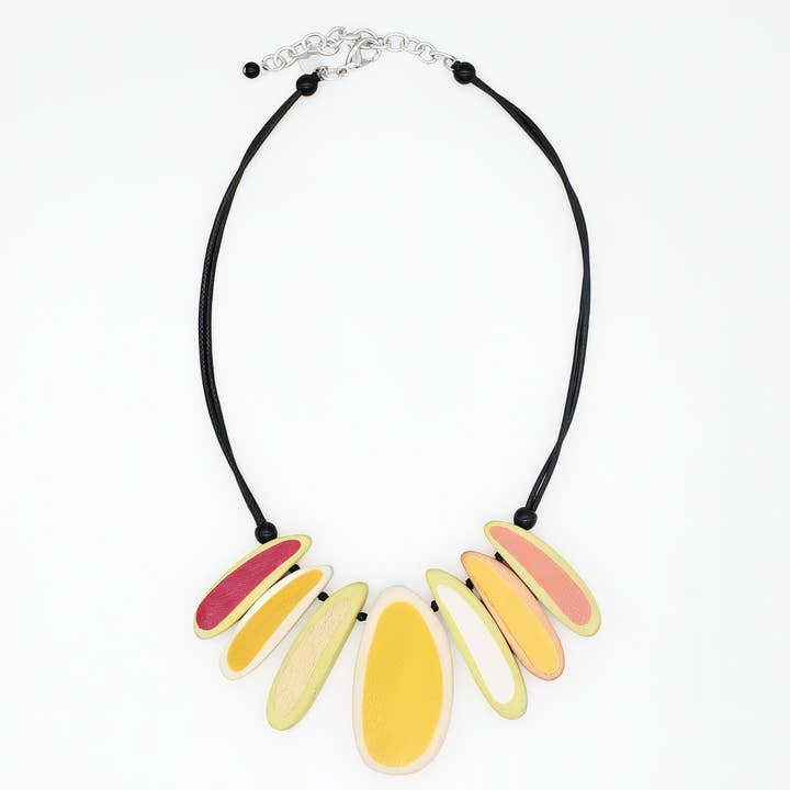Yellow Laurel Statement Bib Necklace for wholesale by Sylca Designs