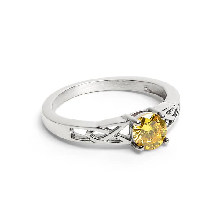 WJW - Wholesale Single Stone/Solitaire Ring - Stainless Steel CZ Stone Celtic Ring21