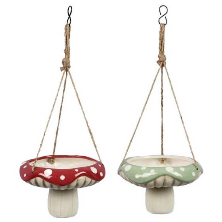 Will's Company - Wholesale Hanging Planter - Ceramic Hanging Mushroom Toadstool Planter - 2 styles, 6"