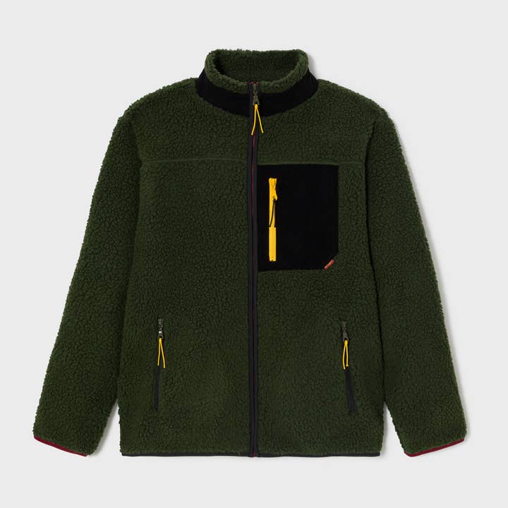 Khaki zipped mixed Sherpa for wholesale by BILLYBELT