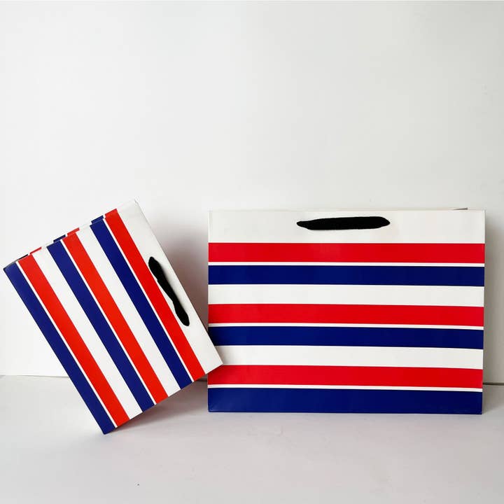 20pcs, 4 sizes blue white red stripes paper gift bag for wholesale by ByHome