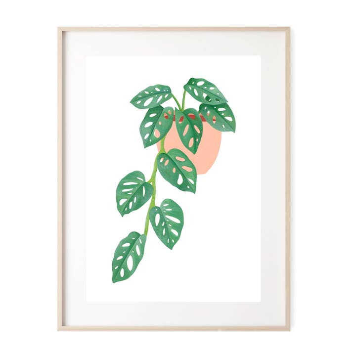 Monstera Monkey Mask Art Print for wholesale by paigesillustrations